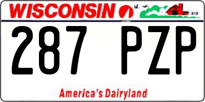 WI license plate 287PZP