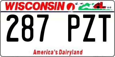 WI license plate 287PZT