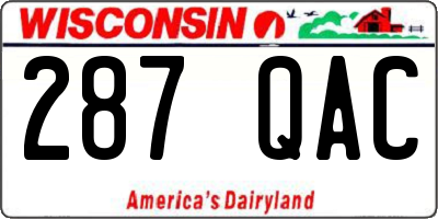 WI license plate 287QAC