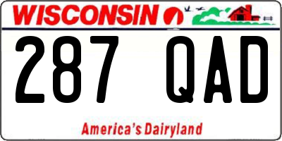 WI license plate 287QAD