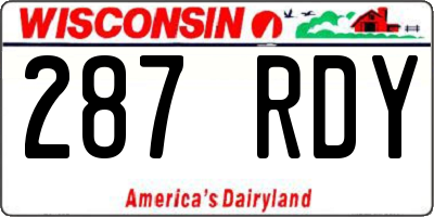 WI license plate 287RDY