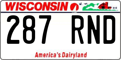WI license plate 287RND