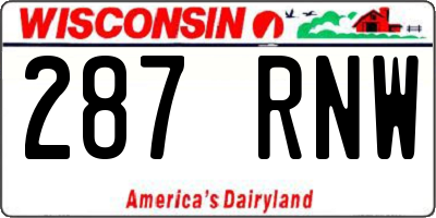 WI license plate 287RNW