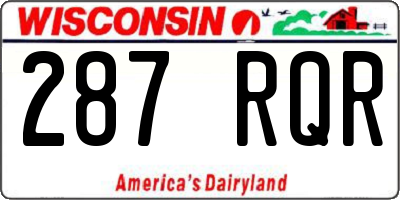 WI license plate 287RQR