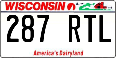 WI license plate 287RTL