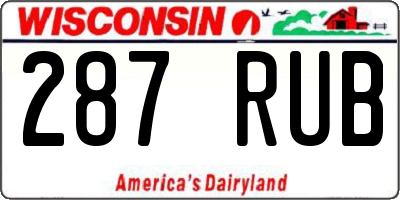 WI license plate 287RUB