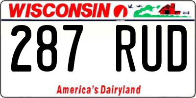 WI license plate 287RUD