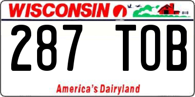 WI license plate 287TOB