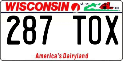 WI license plate 287TOX