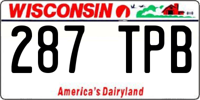 WI license plate 287TPB