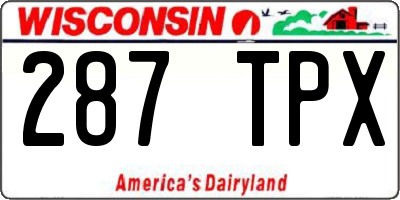 WI license plate 287TPX