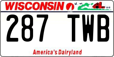 WI license plate 287TWB