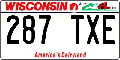 WI license plate 287TXE