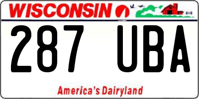 WI license plate 287UBA