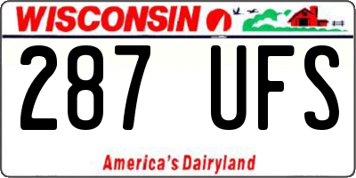 WI license plate 287UFS