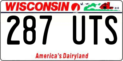 WI license plate 287UTS