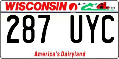 WI license plate 287UYC