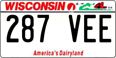 WI license plate 287VEE