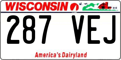 WI license plate 287VEJ