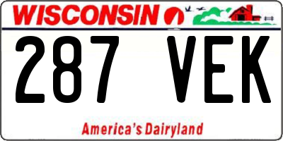 WI license plate 287VEK