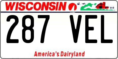 WI license plate 287VEL