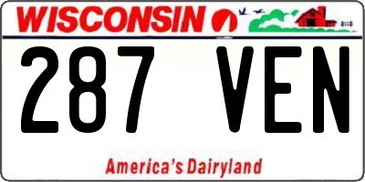WI license plate 287VEN