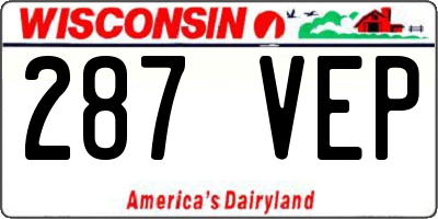 WI license plate 287VEP
