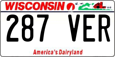 WI license plate 287VER