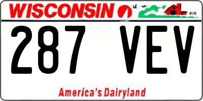 WI license plate 287VEV