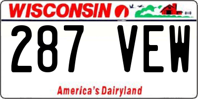 WI license plate 287VEW