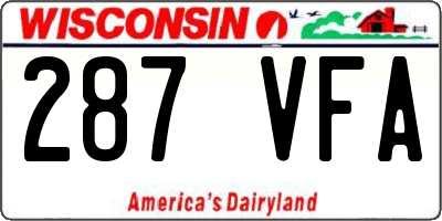 WI license plate 287VFA