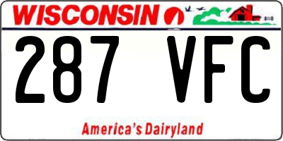 WI license plate 287VFC