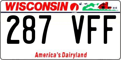 WI license plate 287VFF