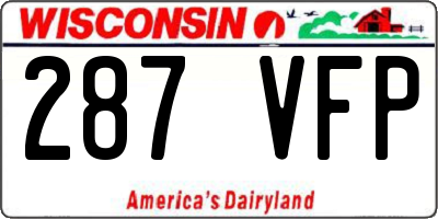 WI license plate 287VFP