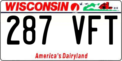 WI license plate 287VFT