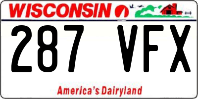WI license plate 287VFX