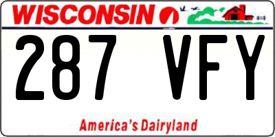 WI license plate 287VFY