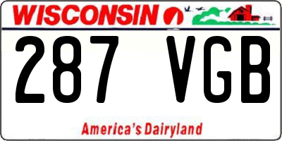 WI license plate 287VGB