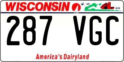 WI license plate 287VGC