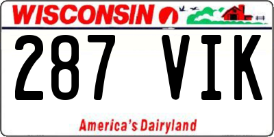 WI license plate 287VIK