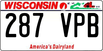 WI license plate 287VPB