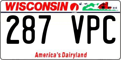 WI license plate 287VPC