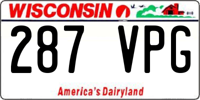 WI license plate 287VPG