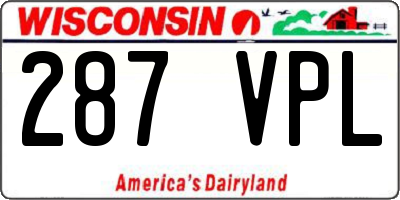 WI license plate 287VPL