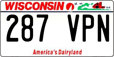 WI license plate 287VPN