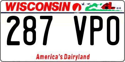 WI license plate 287VPO