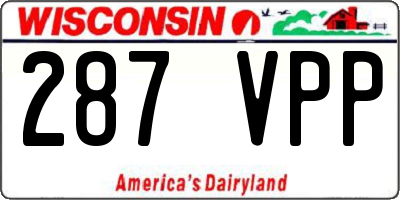 WI license plate 287VPP