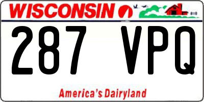 WI license plate 287VPQ