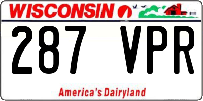 WI license plate 287VPR