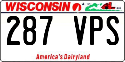 WI license plate 287VPS